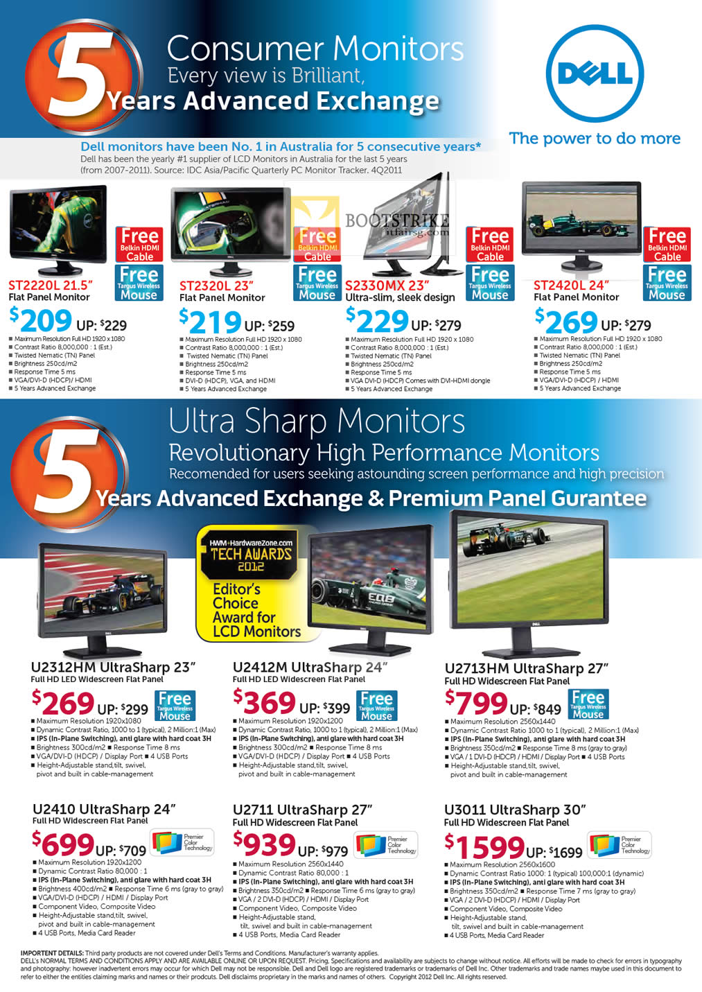 COMEX 2012 price list image brochure of Dell Reseller Monitors ST2220L ST2320L S2330MX ST2420L, UltraSharp U2312HM U2412M U2713HM U2410 U2711 U3011