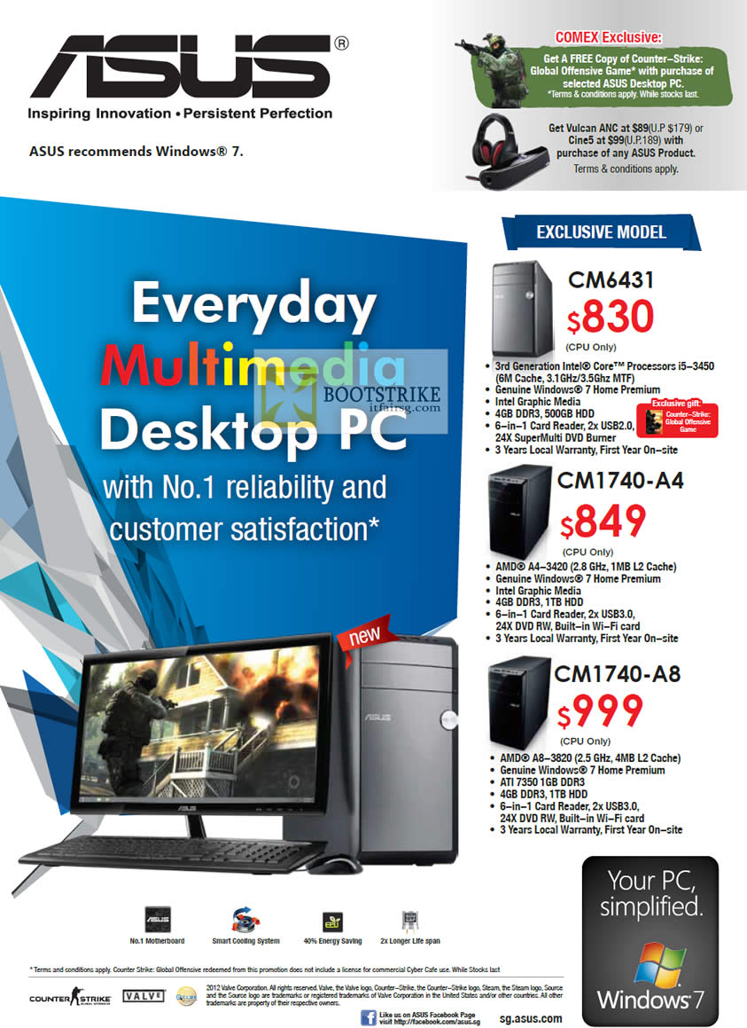 COMEX 2012 price list image brochure of Newstead ASUS Desktop PC CM6431, CM1740-A4, CM1740-A8