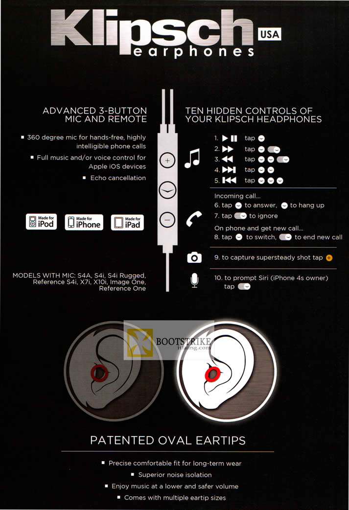 COMEX 2012 price list image brochure of Newstead Nubox Klipsch Earphones Features, Hidden Controls, Mic, Remote, Oval Eartips