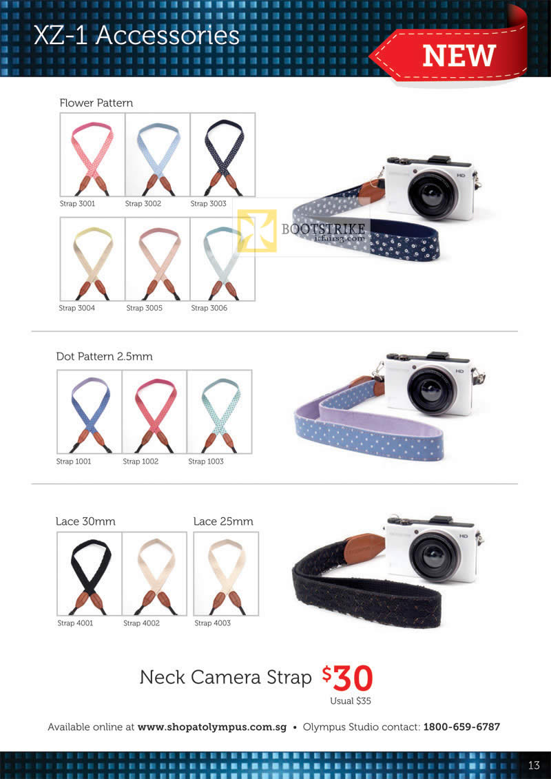 COMEX 2012 price list image brochure of Olympus Digital Camera XZ-1 Neck Camera Strap, Patterns, Flower, Dot, Lace