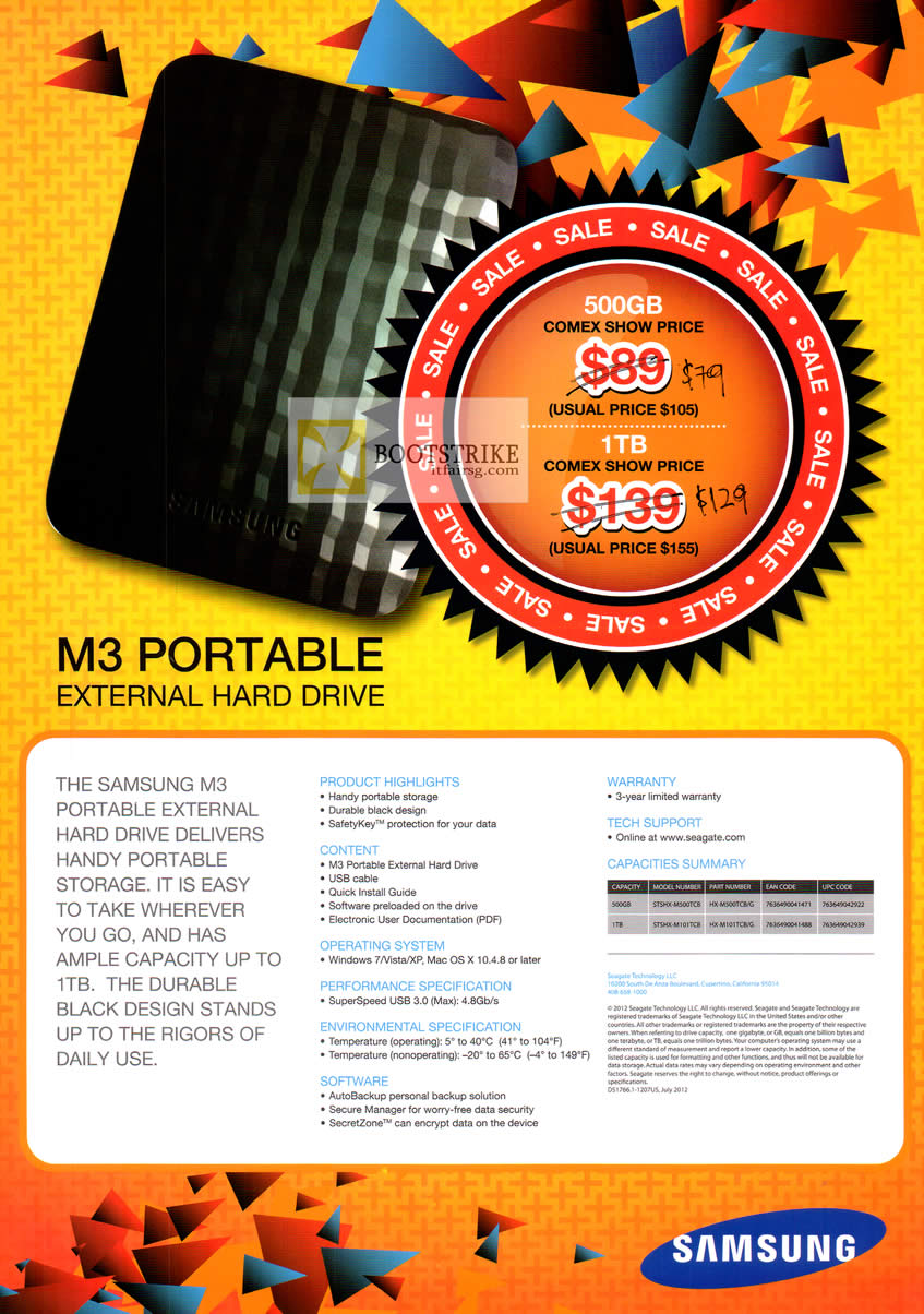 COMEX 2012 price list image brochure of Samsung External Storage M3 Portable