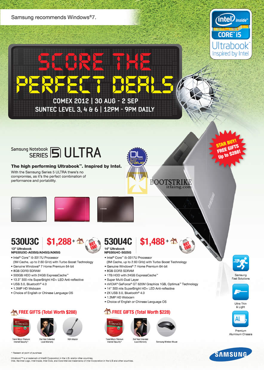 COMEX 2012 price list image brochure of Samsung Notebooks Series 5 NP530U3C-A03SG A04SG A06SG, NP530U4C-S02SG