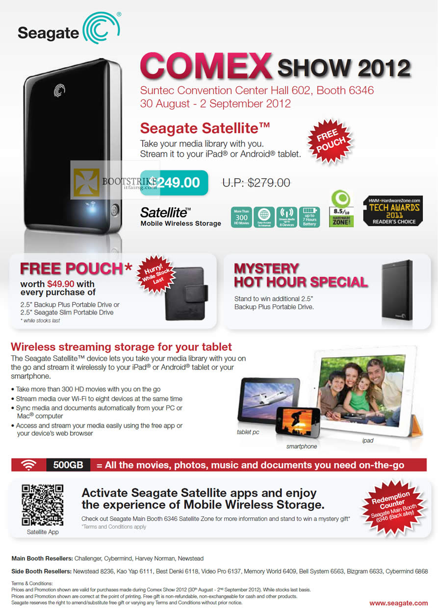 COMEX 2012 price list image brochure of Seagate Satellite Media Wireless Storage IPad Android