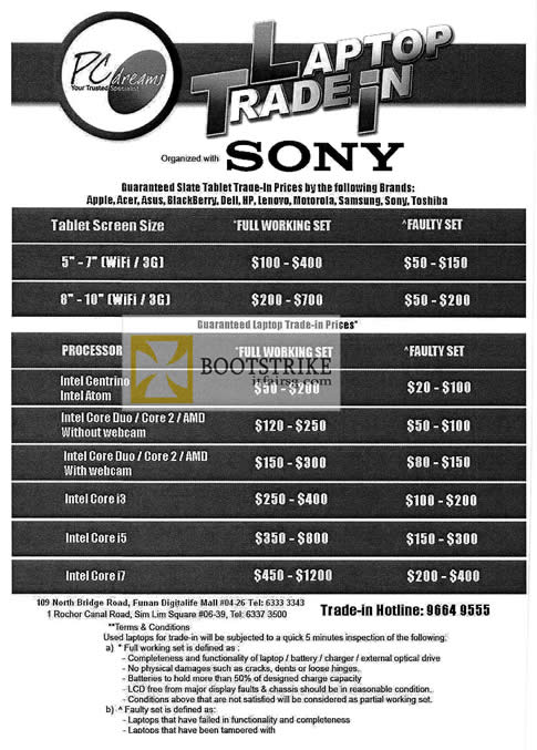 COMEX 2012 price list image brochure of Sony PC Dreams Notebook Trade In