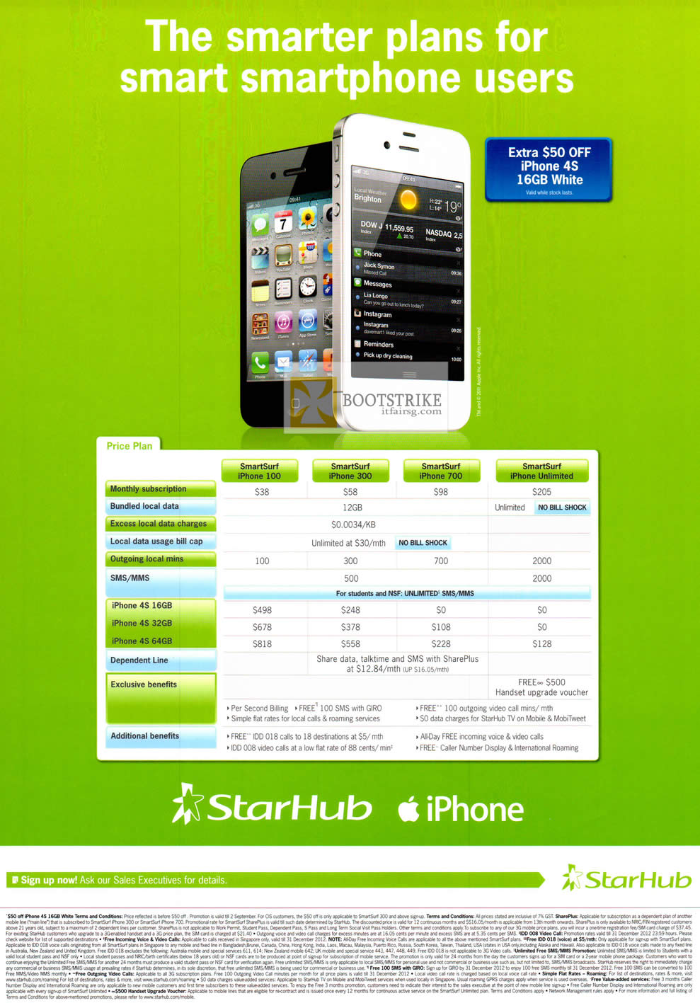 COMEX 2012 price list image brochure of Starhub IPhone 4S