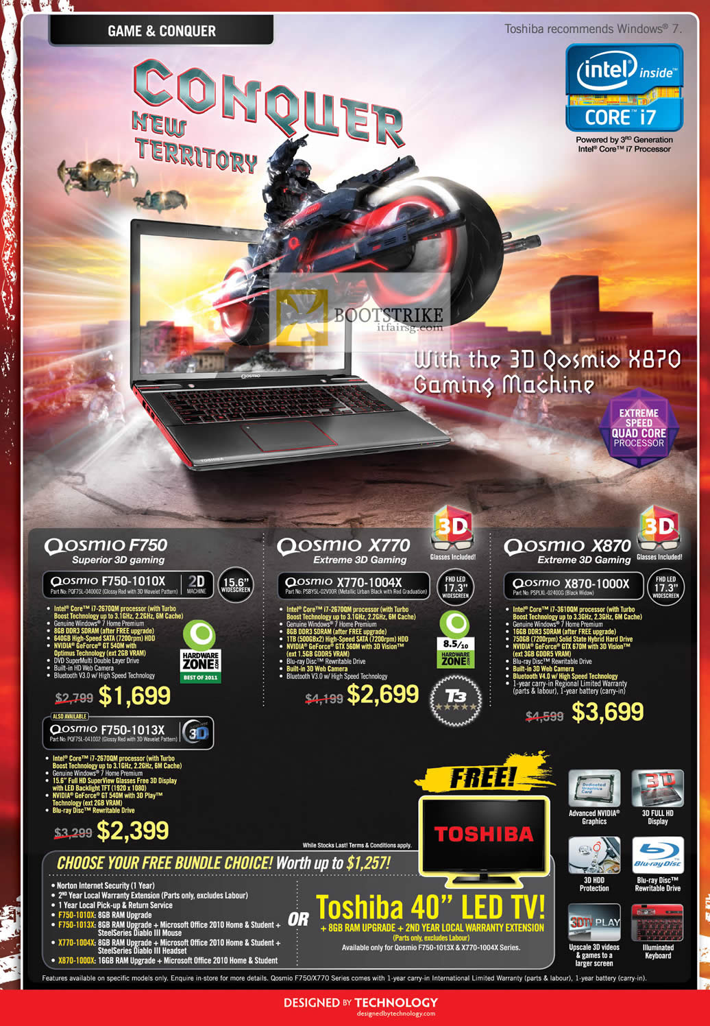 COMEX 2012 price list image brochure of Toshiba Notebooks Gaming Qosmio F750-1010X 1013X, X770-1004X, X870-1000X