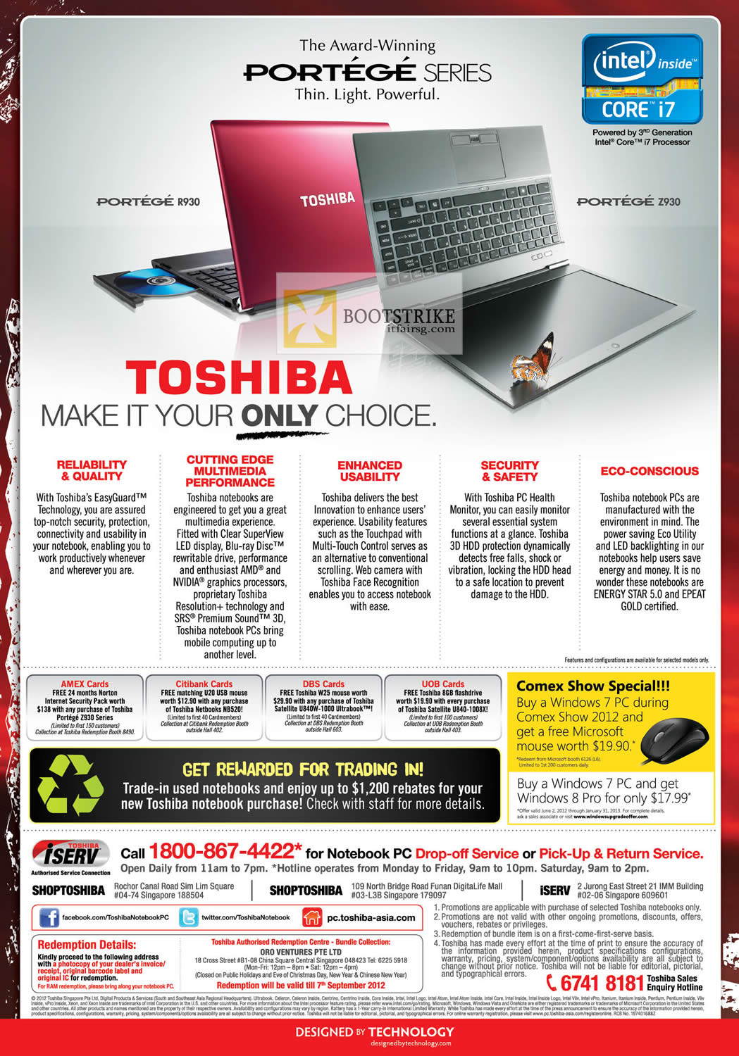 COMEX 2012 price list image brochure of Toshiba Notebooks Portege R930 Z930 Features