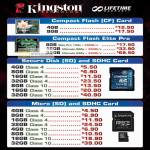 Kingston Flash Memory Cards CompactFlash CF, Elite Pro, SD, SDHC, MicroSD, SDHC