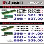 Kingston Memory DDR2, DDR3