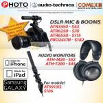 Red Dot DSLR Mic Booms ATR3350, ATR6250, ATR6550, PRO24CM, Audio Monitor ATH-M20, ATH-T200, AT9913IS