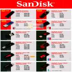 Sandisk Flash USB Storage Extreme, Cruzer Glide, Facet, Pop, Fit, Switch, Backup, Slice, Blade, Edge