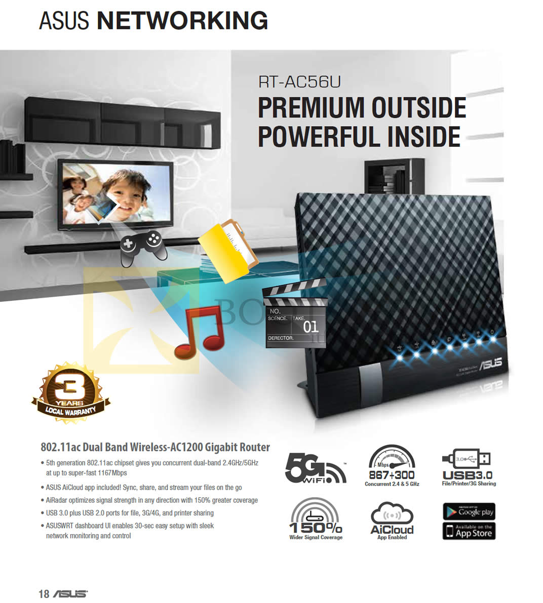 COMEX 2013 price list image brochure of ASUS Networking RT-AC56U Router Features, 802.11ac Dual Band Wireless-AC1200 Gigabit