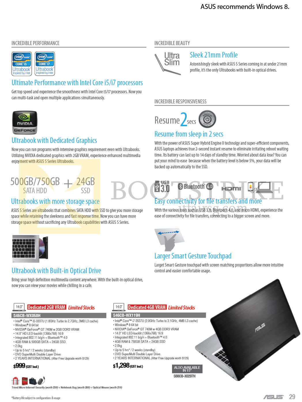 COMEX 2013 price list image brochure of ASUS Notebooks S Series S46CB-WX058H, S46CB-WX119H