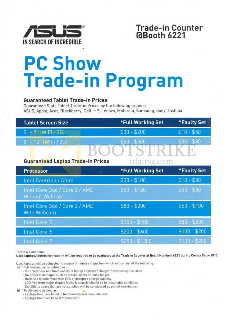 COMEX 2013 price list image brochure of ASUS PC Dreams Notebooks Tablets Trade-In Prices