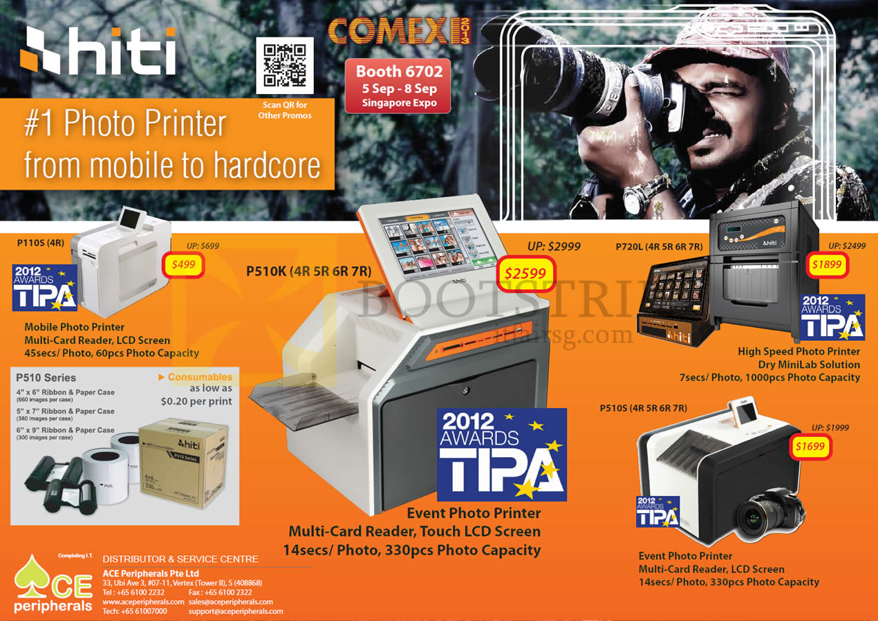 COMEX 2013 price list image brochure of Ace Peripherals HiTi Photo Printers P110S S420i P720L P510S P510K