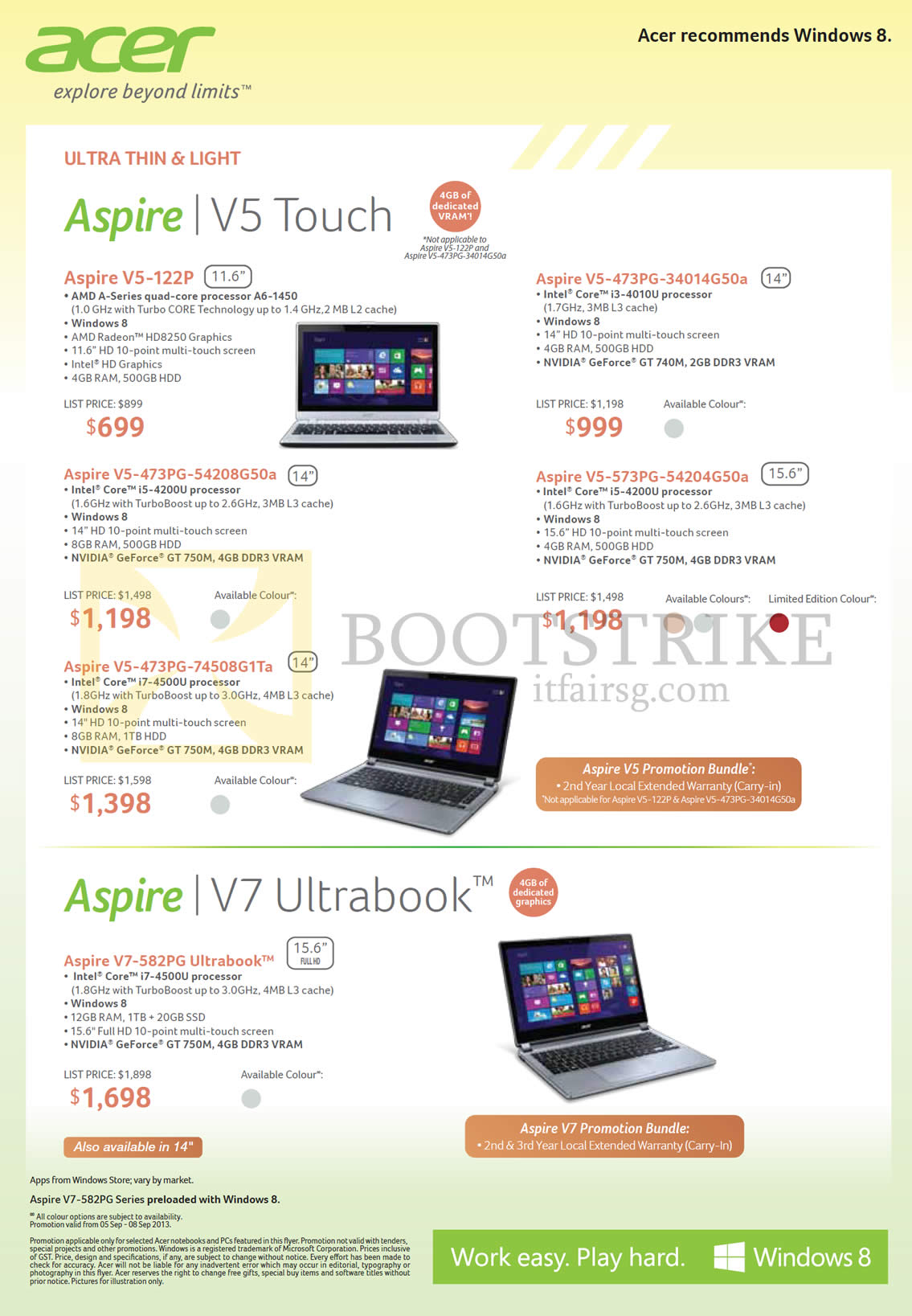 COMEX 2013 price list image brochure of Acer Notebooks Aspire V5-122P, V5-473PG-54208G50a, V5-473PG-74508G1Ta, V5-473PG-34014G50a, V5-573PG-54204G50a, V7-582PG