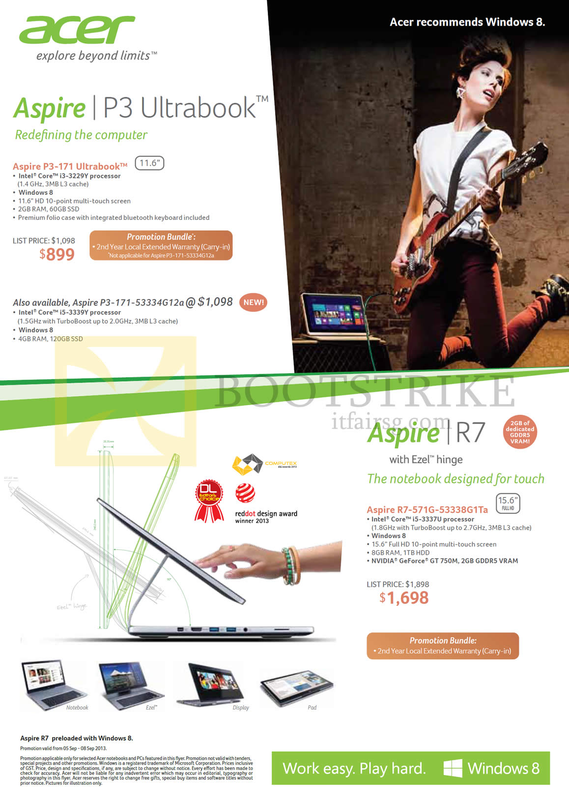 COMEX 2013 price list image brochure of Acer Notebooks P3-171, P3-171-53334G12a, R7-571G-53338G1Ta