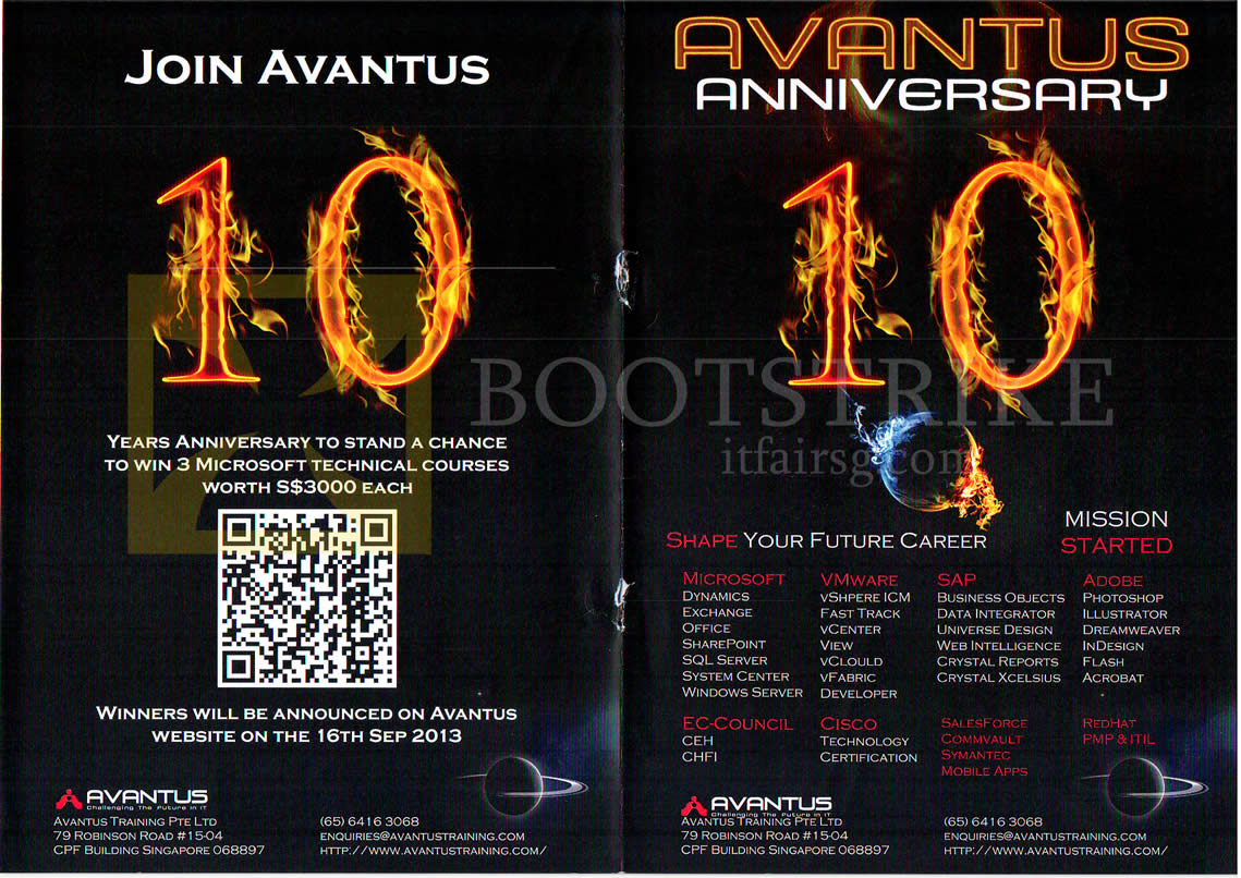 COMEX 2013 price list image brochure of Avantus 10th Anniversary