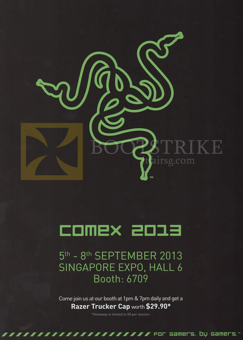 COMEX 2013 price list image brochure of Ban Leong Razer Booth Info, Free Trucker Caps