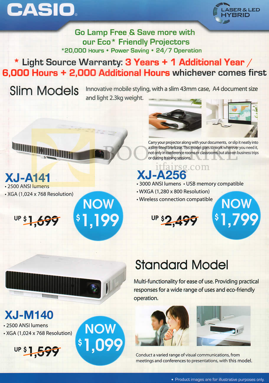 COMEX 2013 price list image brochure of Casio Projectors XJ-A141, XJ-A256, XJ-M140