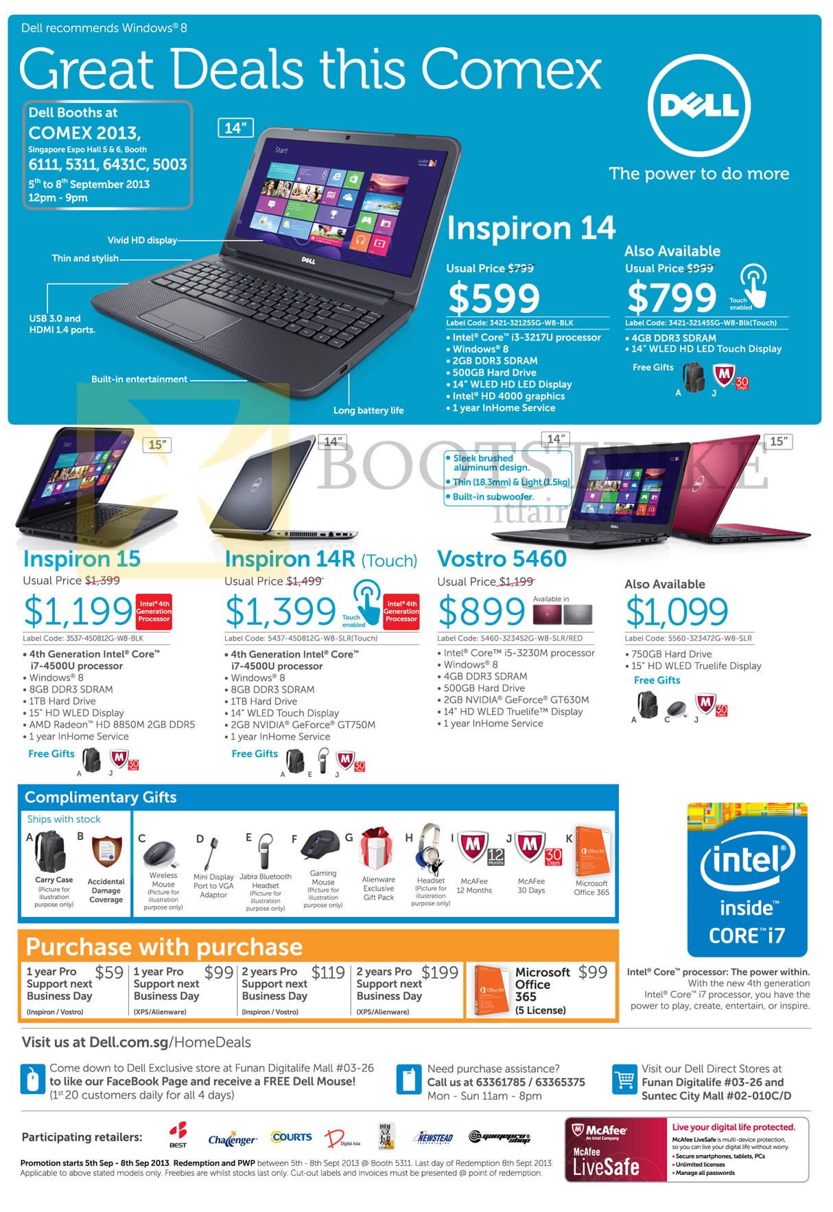 COMEX 2013 price list image brochure of Dell Notebooks Inspiron 14, 15, 14R, Vostro 5460