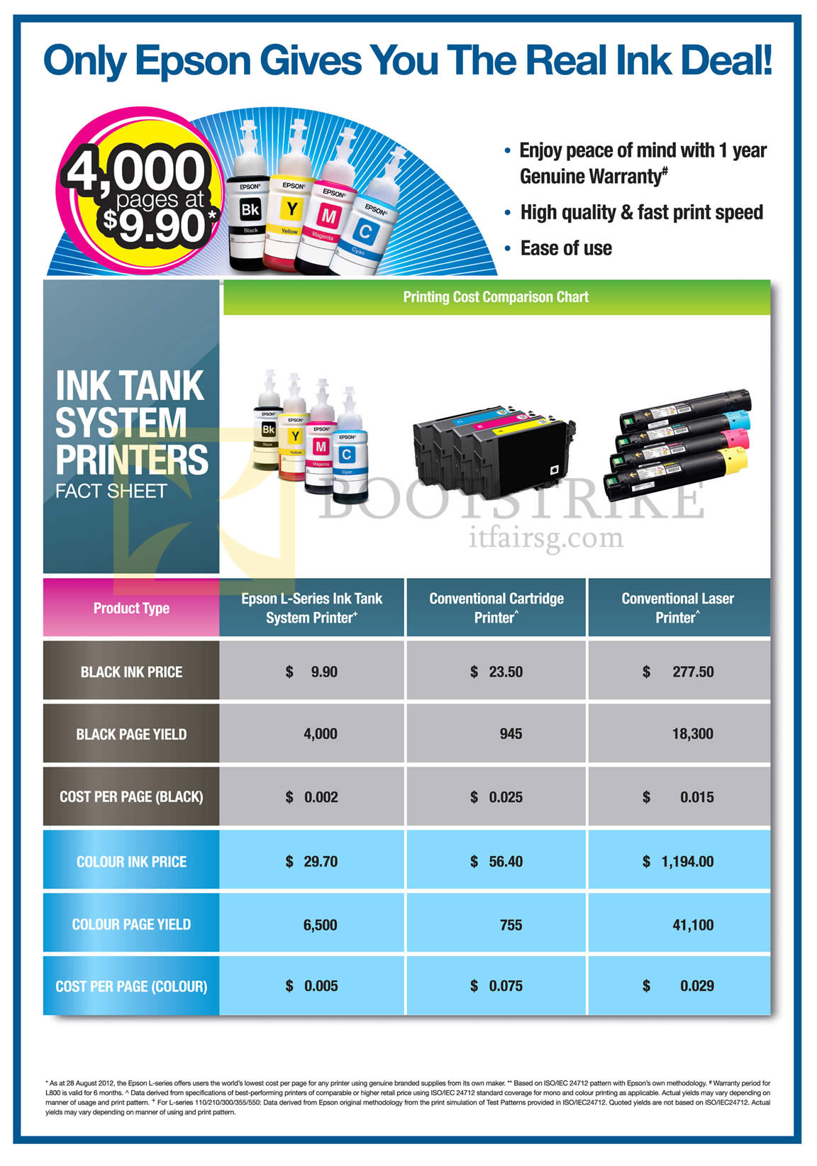 COMEX 2013 price list image brochure of Epson Printers Ink Tank System Comparison Table