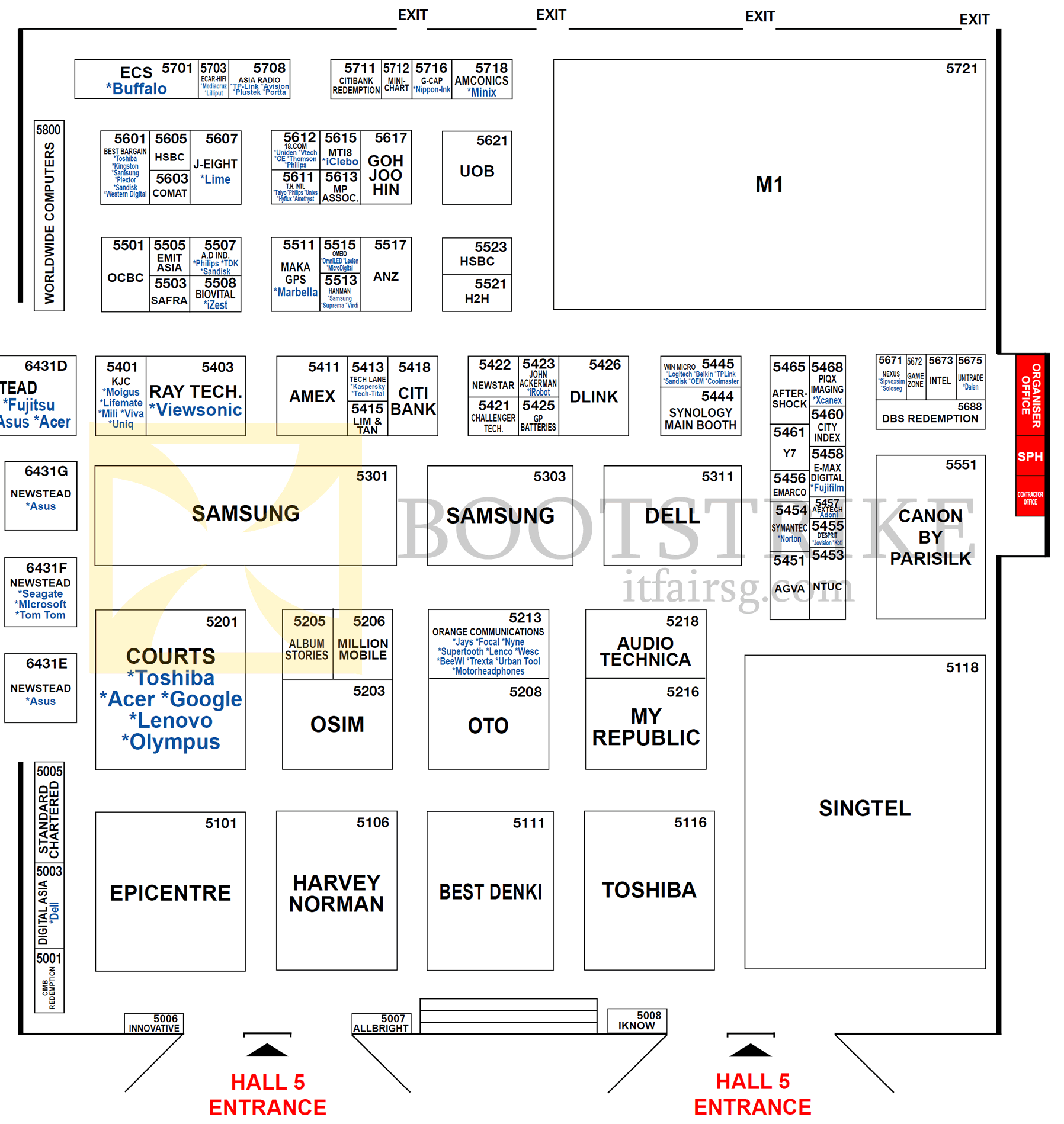 COMEX 2013 price list image brochure of Floor Plan Map Hall 5, Singapore Expo COMEX 2013