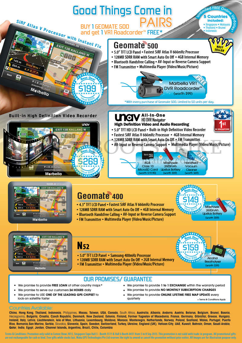 COMEX 2013 price list image brochure of Marbella Maka GPS Newstead Navigators Geomate 500, UNav, Geomate 400, N52