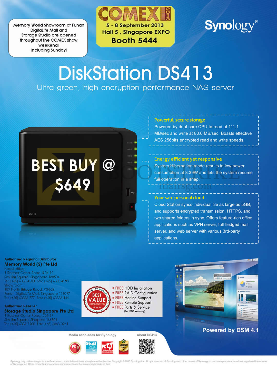 COMEX 2013 price list image brochure of Memory World Synology NAS DiskStation DS413