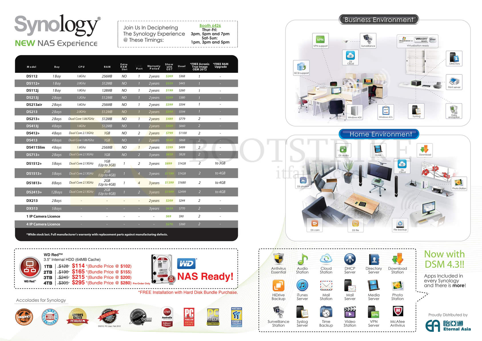 COMEX 2013 price list image brochure of Newstead Synology NAS DS112, DS112j, DS213, DS413, DS412, DS413, DS713, DS1512, DS1513, DS1813, DX23, DX513