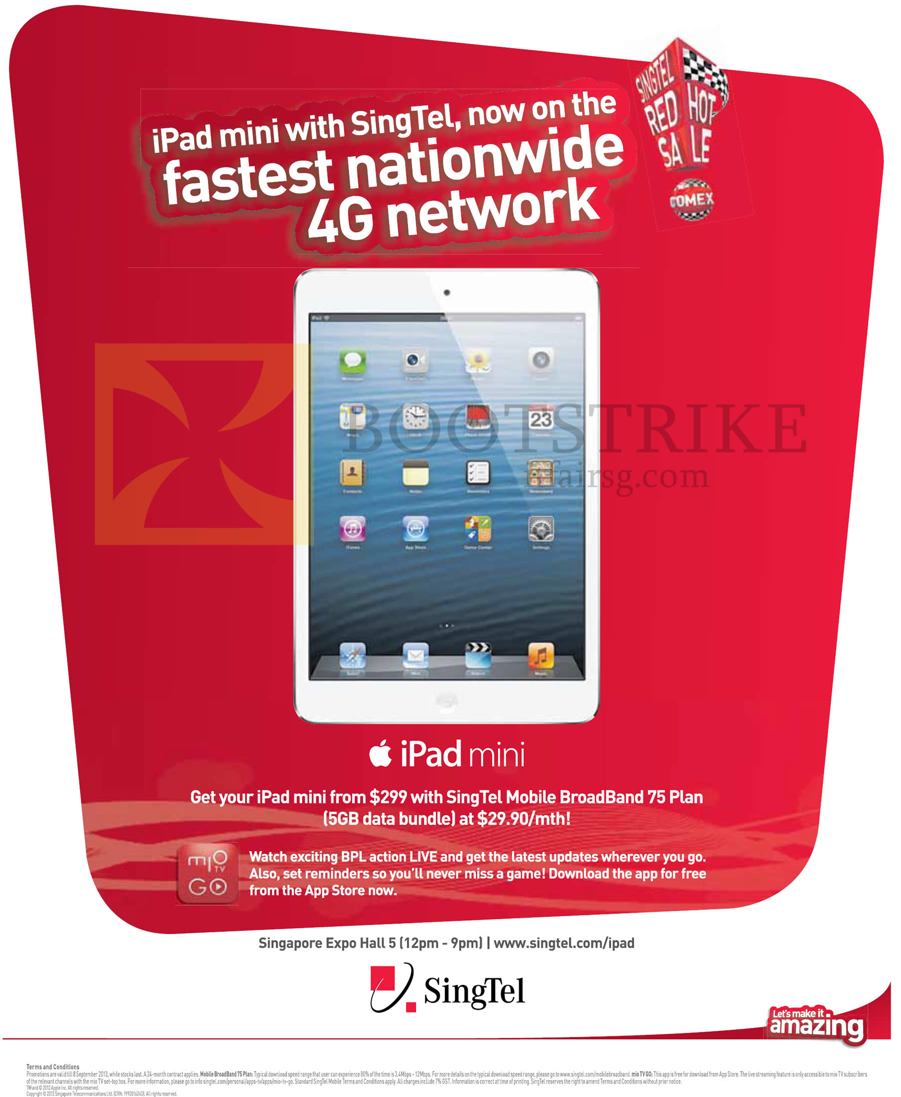 COMEX 2013 price list image brochure of Singtel IPad Mini, Mobile Broadband 75 Plan