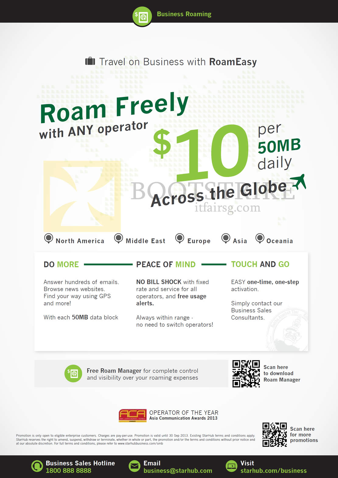 COMEX 2013 price list image brochure of Starhub Business RoamEasy Roaming