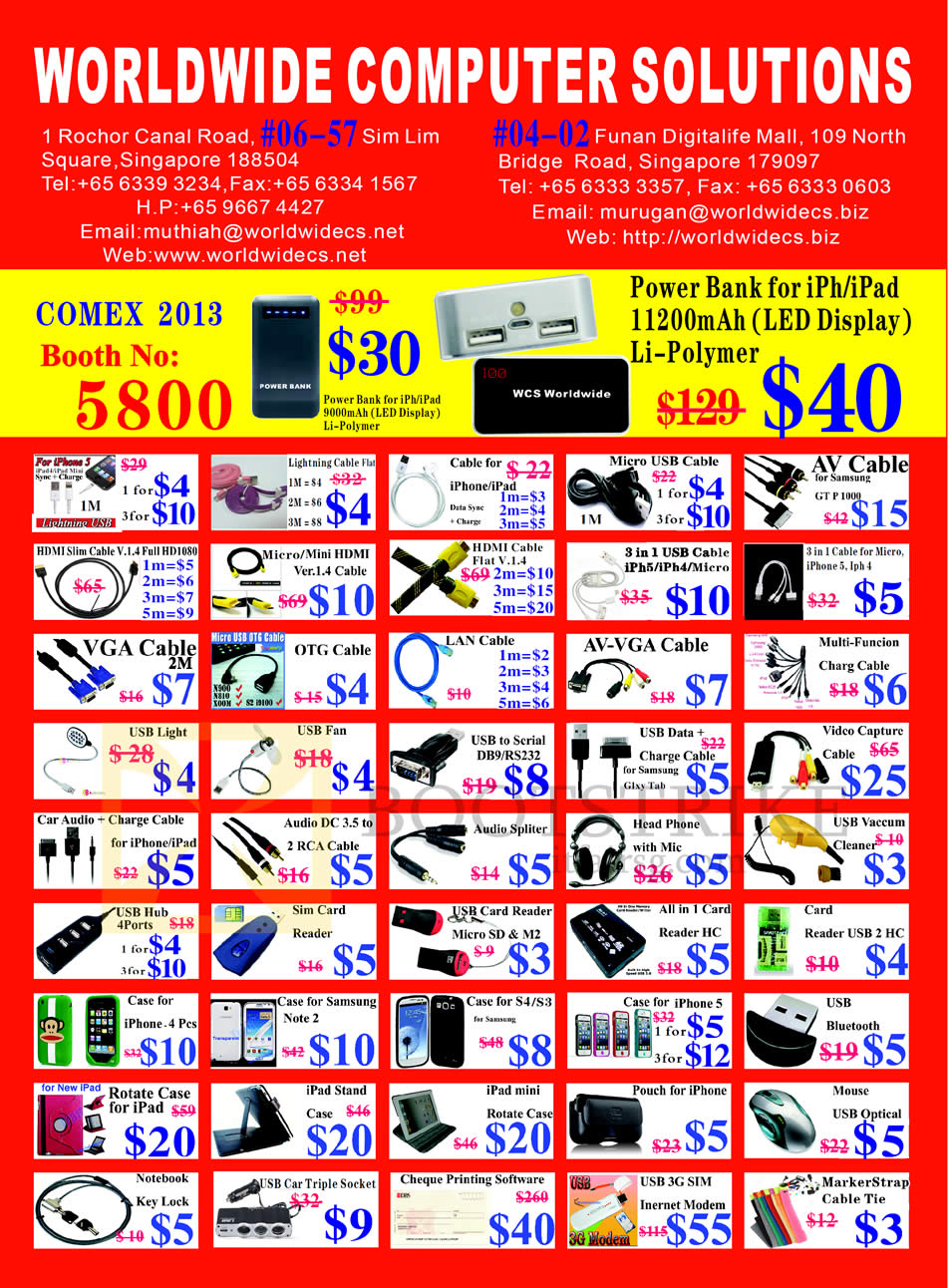 COMEX 2013 price list image brochure of Worldwide Computer Accessories IPad IPhone, Cable, HDMI, USB, Audio, Headphone, Case, Sleeve