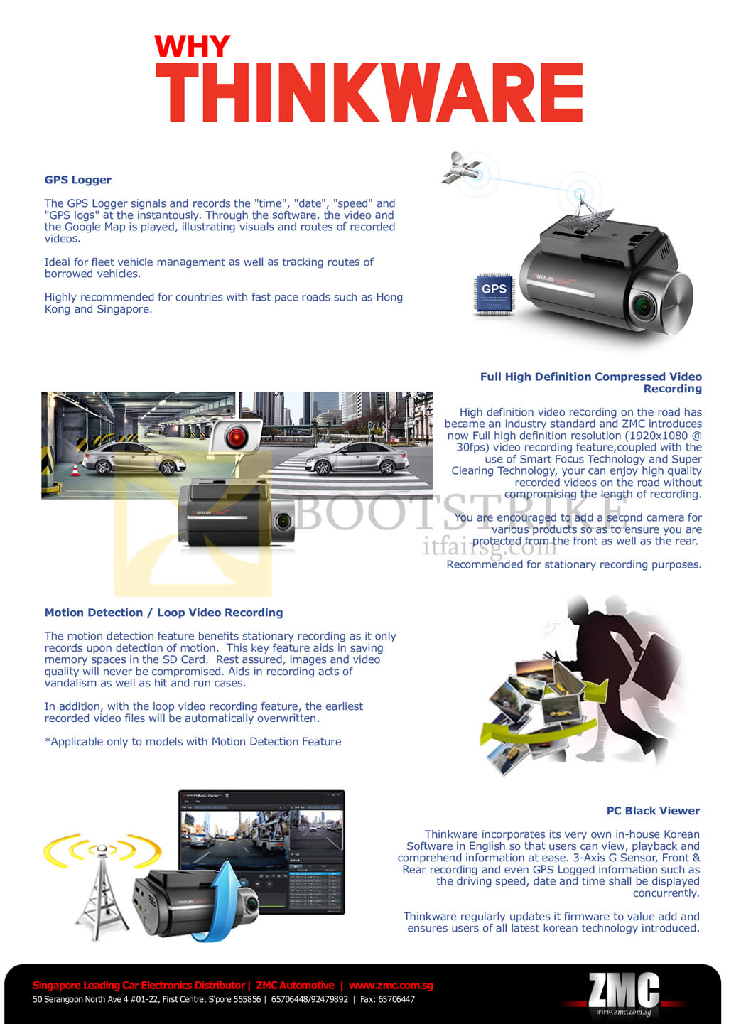 COMEX 2013 price list image brochure of ZMC Automotive Thinkware Car Video Recorder Features GPS Logger, HD Recording, Motion Detection