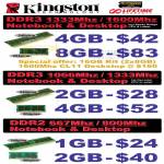 Kingston RAM Memory DDR3, DDR2