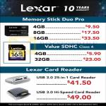 Lexar Memory Stick Pro Duo, Value SDHC, Card Reader