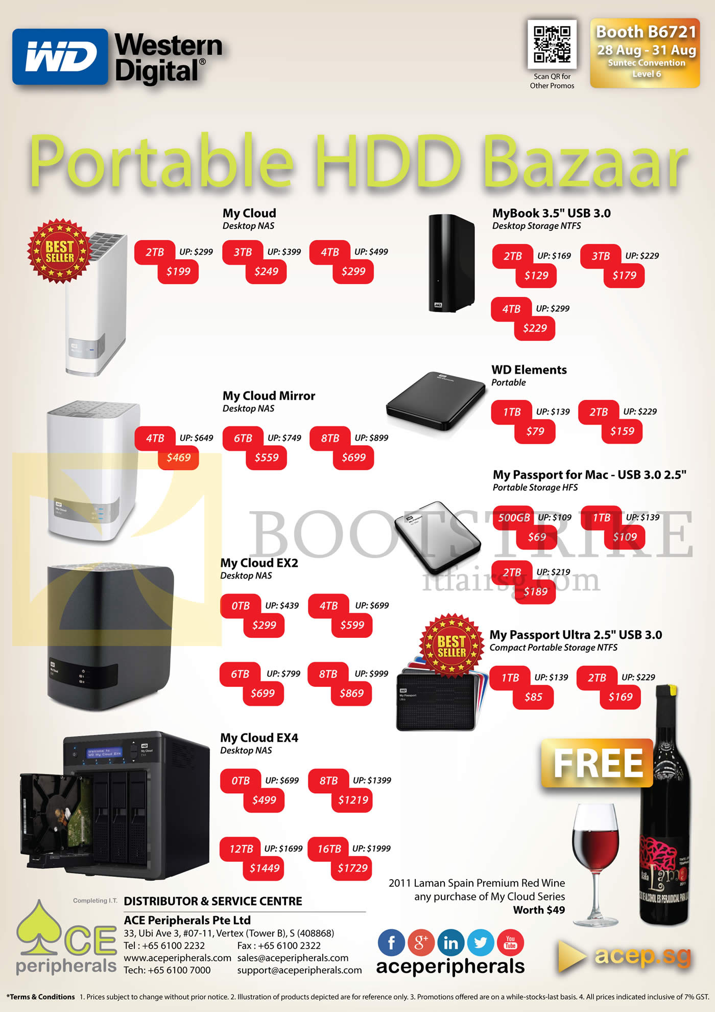 COMEX 2014 price list image brochure of ACE Peripherals External Storage Drives WD Elements, My Book, Passport Ultra, My Cloud, Mirror, EX2, EX4 500GB 1TB 2TB 3TB 4TB 6TB 8TB