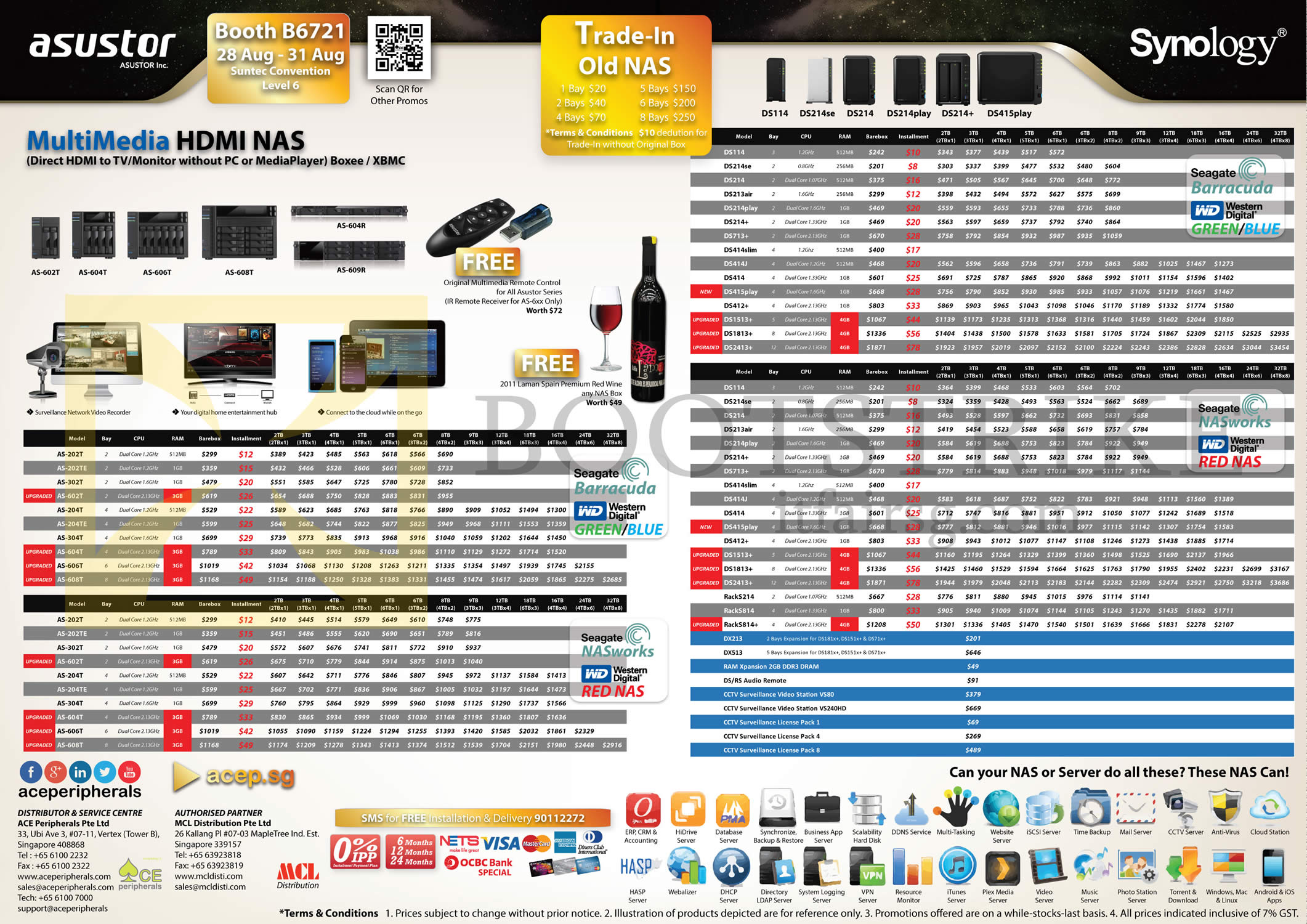 COMEX 2014 price list image brochure of ACE Peripherals NAS Asustor HiTi Nuance Synology DiskStation, Trade-in