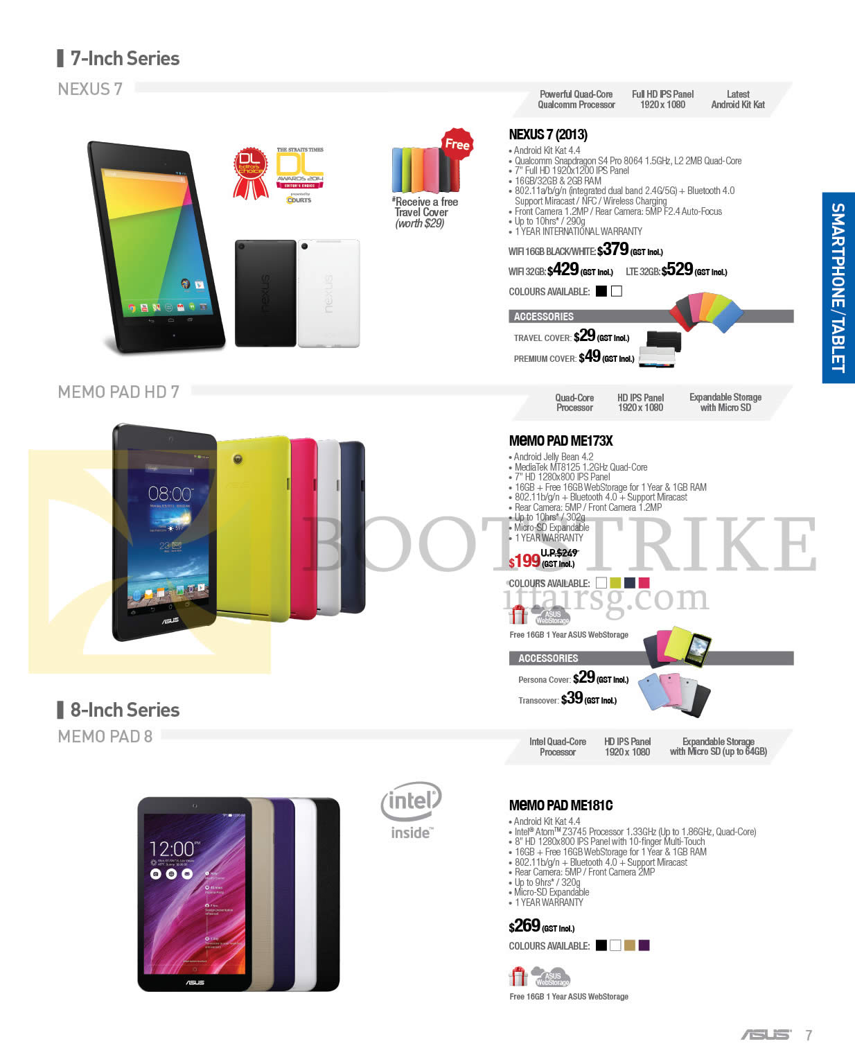 COMEX 2014 price list image brochure of ASUS Tablets Nexus 7 2013, Memo Pad ME173X, ME181C, Memopad HD 8