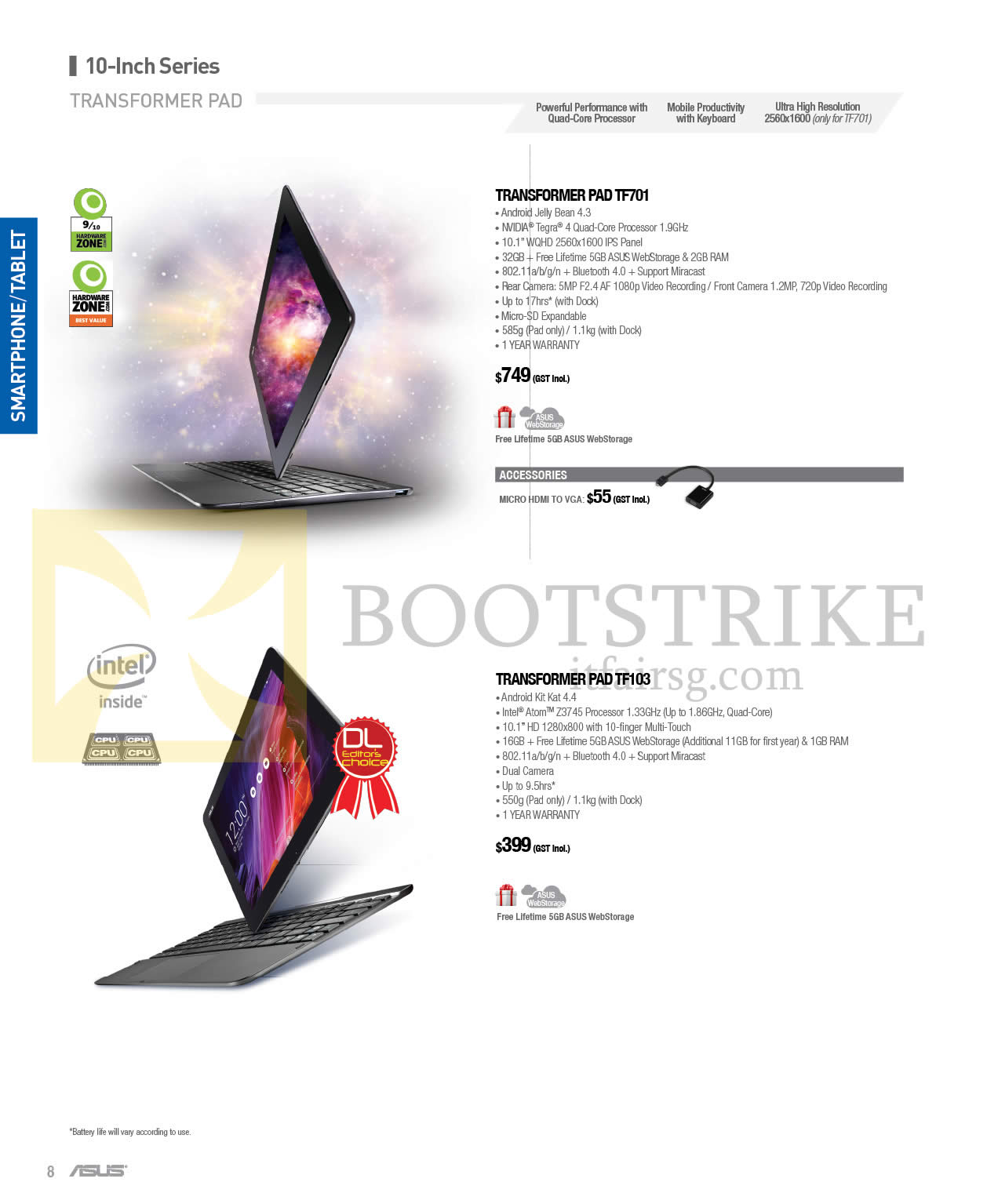 COMEX 2014 price list image brochure of ASUS Transformer Pad TF701, Transformer Pad TF103