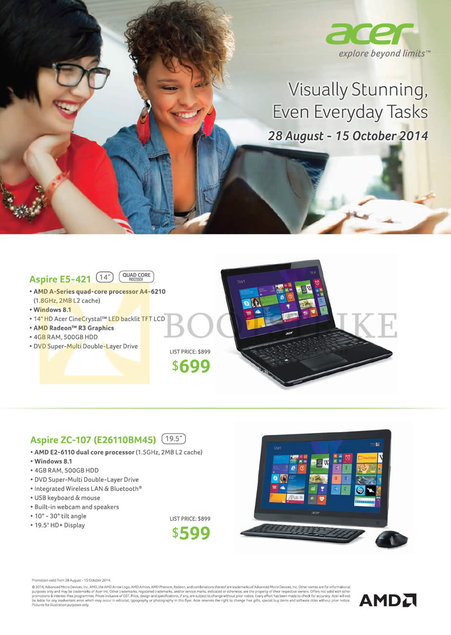 COMEX 2014 price list image brochure of Acer Notebooks AMD Aspire E5-421, ZC-107