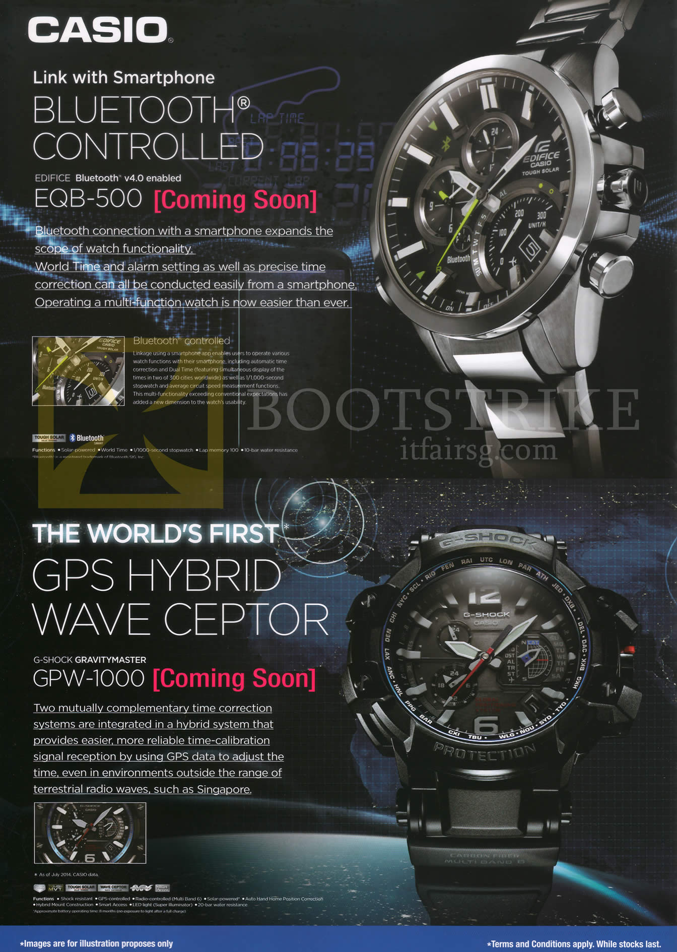 COMEX 2014 price list image brochure of Casio Wrist Watches Edifice EQB-500, G-Shock Gravitymaster GPW-1000