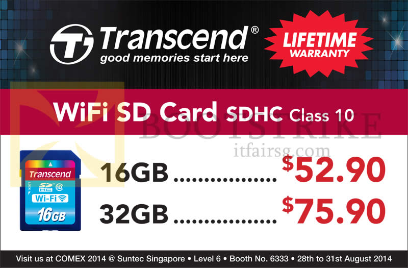 COMEX 2014 price list image brochure of Convergent Transcend WiFi SD Card SDHC Class 10