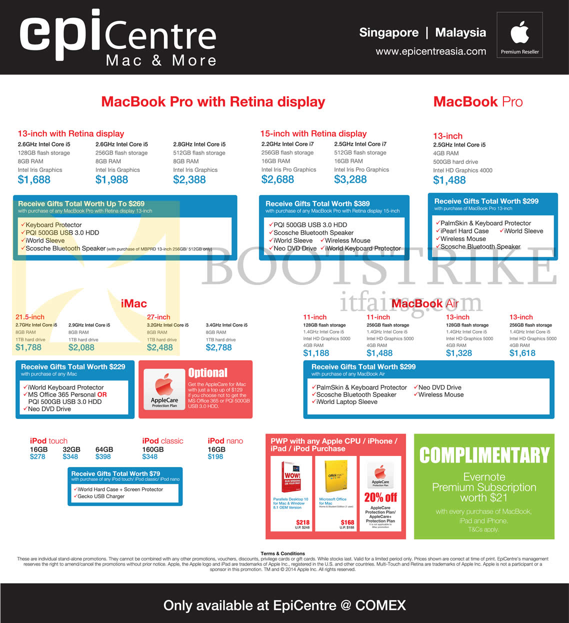 COMEX 2014 price list image brochure of Epicentre Apple Notebooks Desktop PC Macbook Pro With Retina Display, Macbook Pro, IMac, Macbook Air