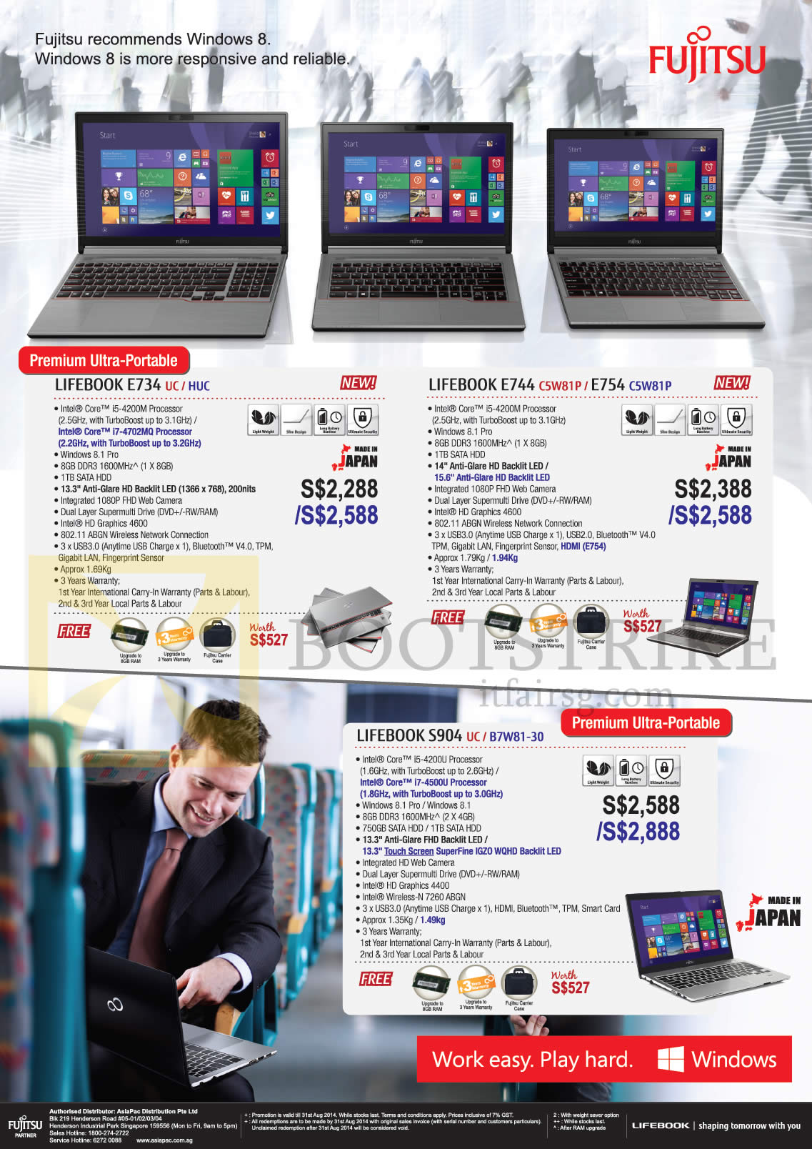 COMEX 2014 price list image brochure of Fujitsu Notebooks Lifebook E734 UCHUC, E744 C5W81P, E754 C5W81P, S904UC B7W81-30