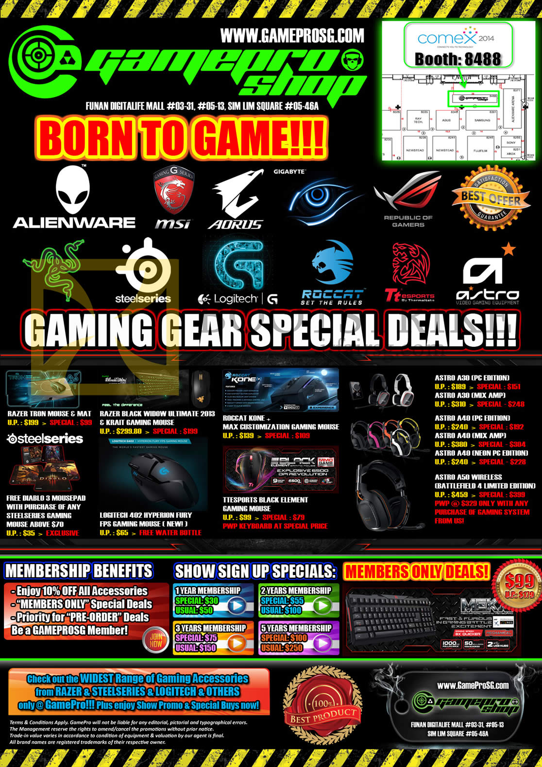 COMEX 2014 price list image brochure of Gamepro Gaming Accessories Razer, Steelseries, Roccat, Astro, Headset, Keyboard, Mouse