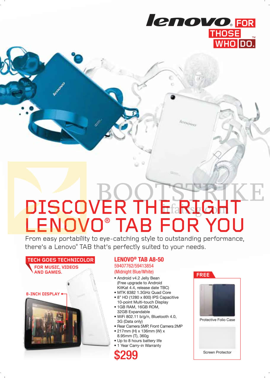 COMEX 2014 price list image brochure of Lenovo Tablet A8-50