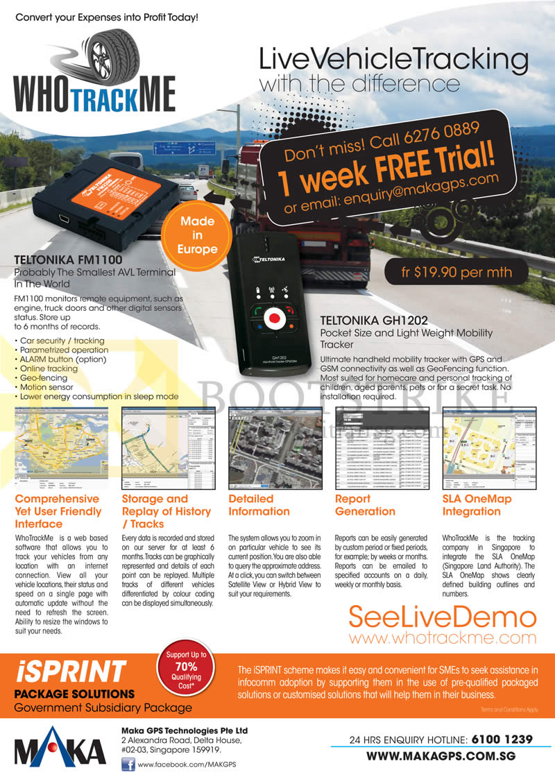 COMEX 2014 price list image brochure of Maka GPS AVL Terminal Teltonika FM1100, Mobility Tracker GH1202