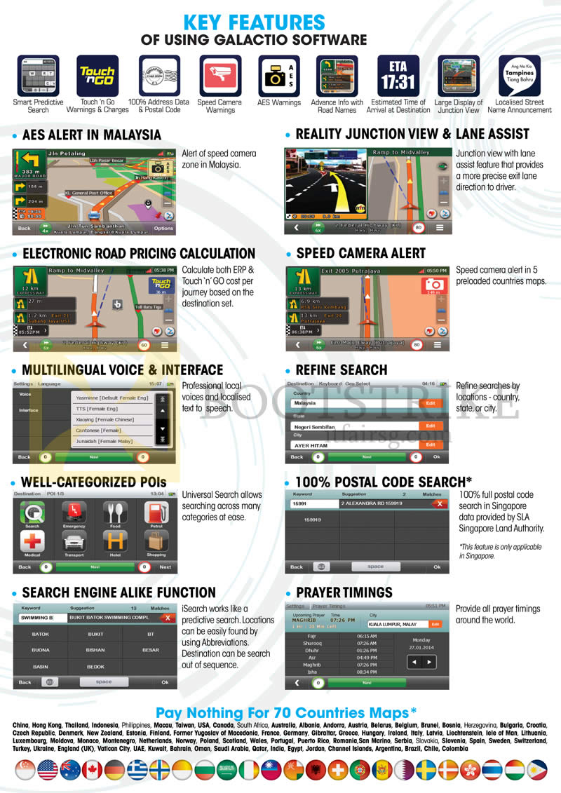 COMEX 2014 price list image brochure of Maka GPS Galactio Features, Junction View, ERP, Speed Camera, Maps