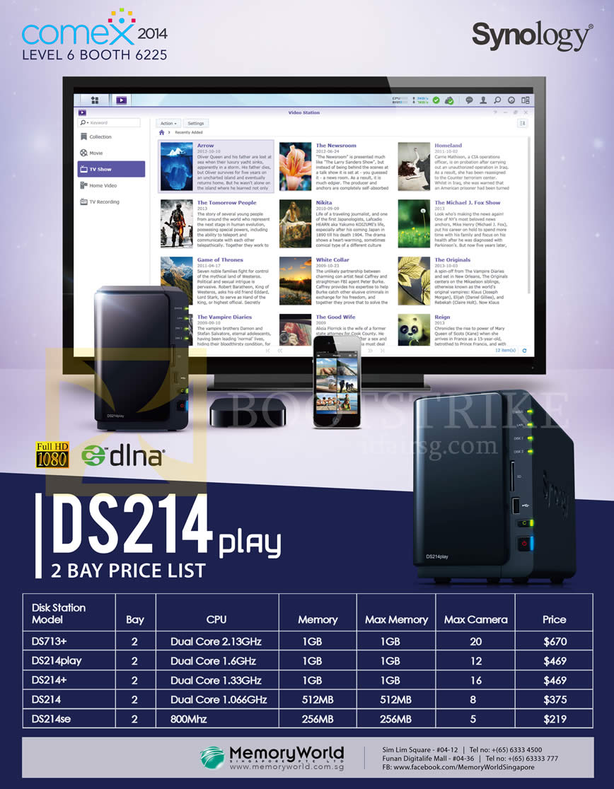 COMEX 2014 price list image brochure of Memory World Synology NAS DiskStation DS214 2 Bay